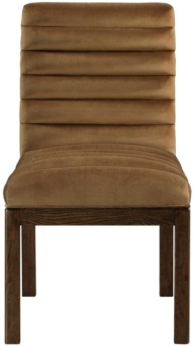 Meridian Furniture Evelyn Saddle/Walnut Velvet Upholstered Side Chair-1