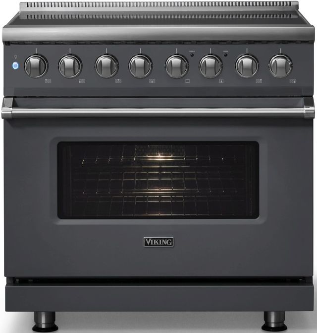Viking® 5 Series 36" Cast Black Pro Style Induction Range with Polished Chrome Trim-3
