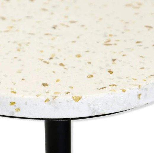 StyleCraft Ebony Pedestal Drinking Table with White and Gold Flaked Top-1
