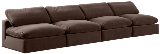 Meridian Furniture Comfy 4-Piece Brown Velvet Sofa-0