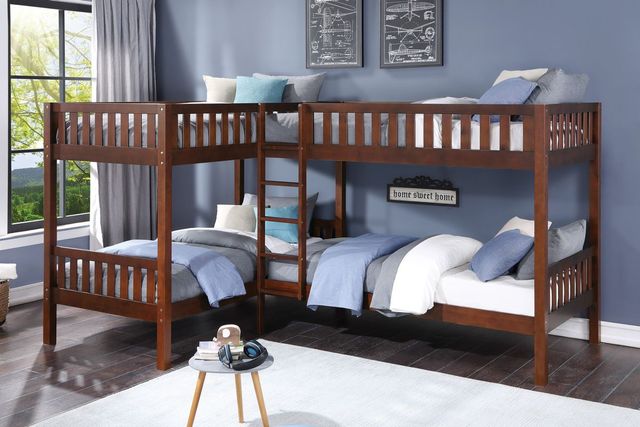 Mazin Furniture Rowe Dark Cherry Twin Corner Bunk Bed-2