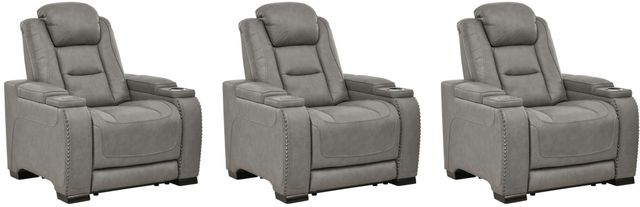 Signature Design by Ashley® The Man-Den 3-Piece Gray Living Room Seating Set-0