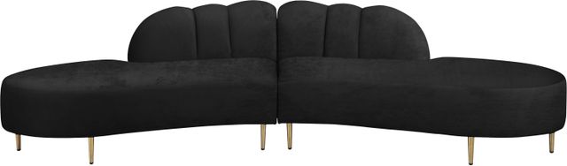 Meridian Furniture Divine 2-Piece Black Velvet Sectional-0