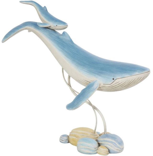 Deco Marche Blue Whale Swimming Mother and Baby Scupture-0