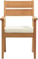 Linon Cannon Natural Teak Wooden Outdoor Dining Armchair with Seat Cushion-3