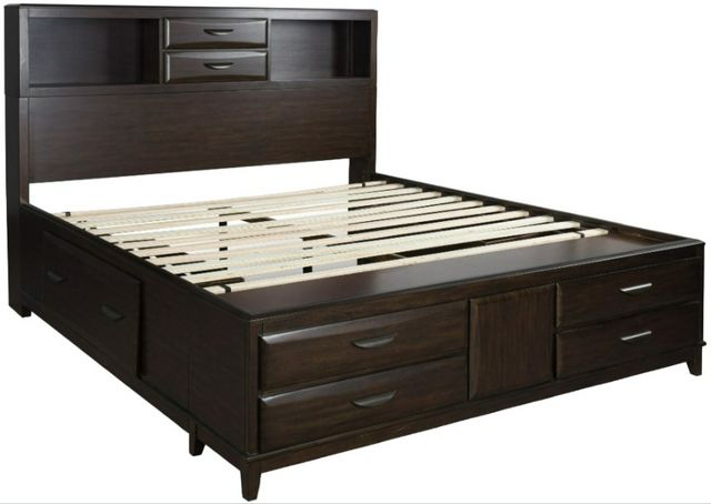 Benchcraft® Vanmore Dark Brown King Storage Panel Bed | Miskelly Furniture