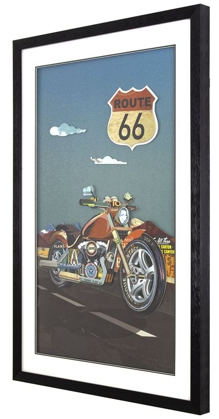 YHD Motorcycle in Route 66 Wall Art-1