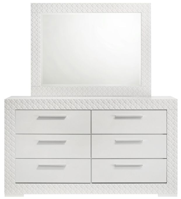 Coaster® Ives White High Gloss Dresser and Mirror-1