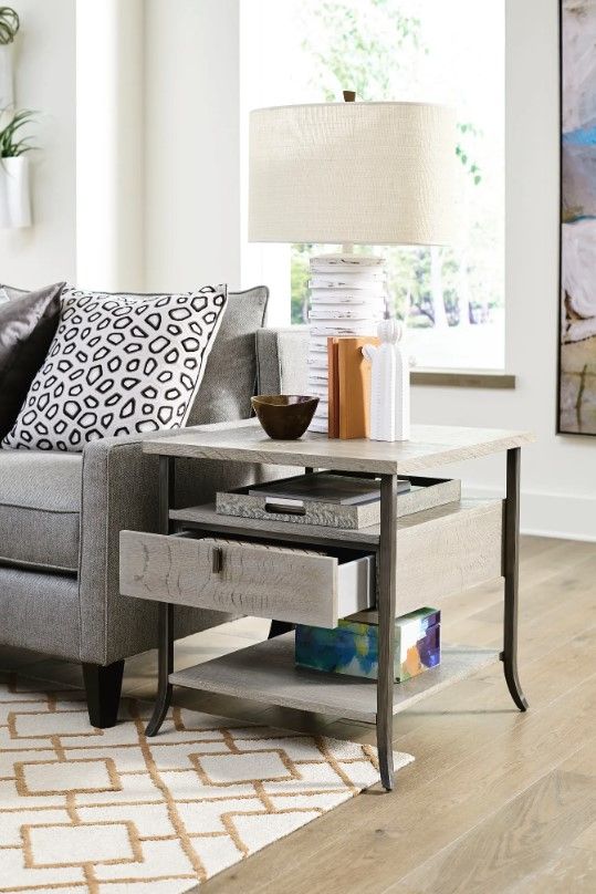 Hammary® Creston Rockford Natural Gray Rectangular End Table with Silver Frame-1