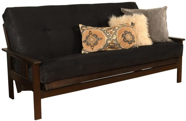 Kodiak Furniture Monterey Suede Black/Espresso Full Storage Futon with Mattress-0