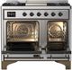 Ilve® Majestic III 40" Stainless Steel Pro Style Dual Fuel Natural Gas Range with Solid Door and Burnished Trim-4