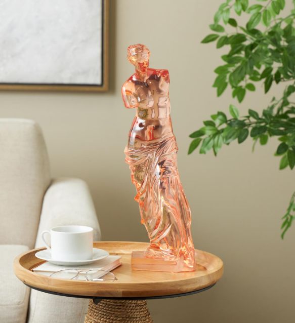 Deco Marche Cosmoliving by Cosmopolitan Orange Woman Tinted Decorative Sculpture-4