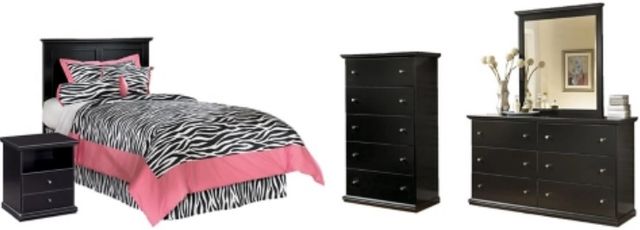 Signature Design by Ashley® Maribel 5-Piece Black Twin Panel Headboard Bedroom Set-0