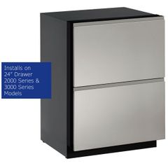 U-Line® 2 Piece Stainless Steel Handless Solid Panel Drawer 