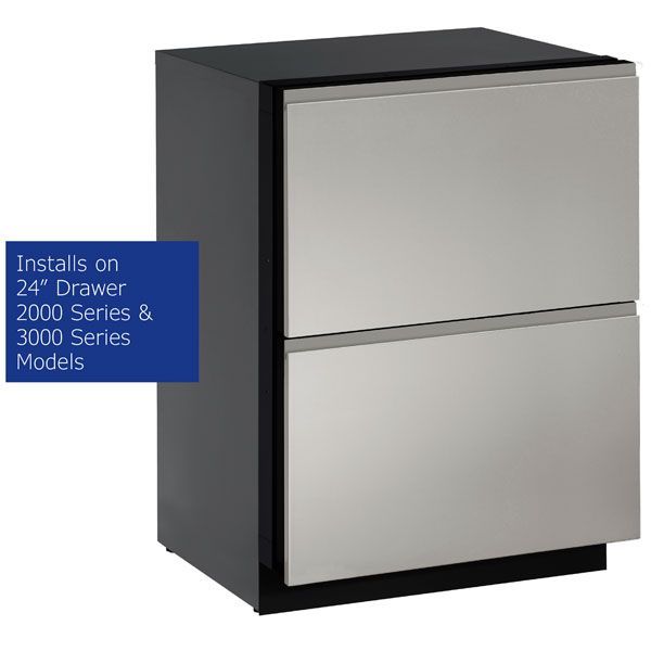 U-Line® 2 Piece Stainless Steel Handless Solid Panel Drawer 