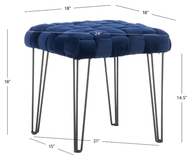 Powell® Neva Navy Square Ottoman Stool-2