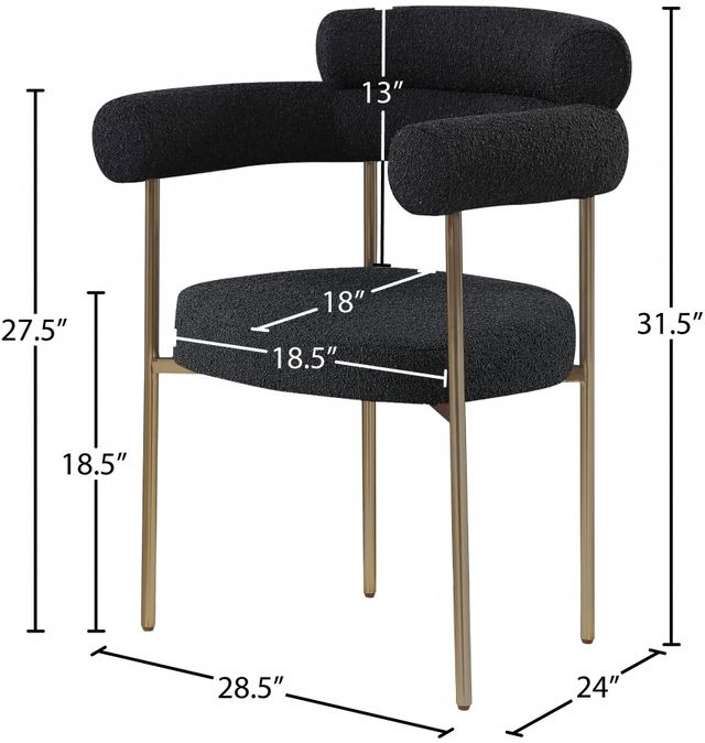 Meridian Furniture Blake Black/Brushed Brass Dining Chair-2