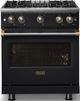 Viking® 5 Series 30" Onyx Pro Style Gas (LP) Range with Brushed Brass Trim-4