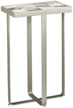 Lillian August Arne Onxy Acoriris Spot Table with Silver Leaf Base
