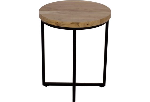 Jofran Inc. Ames Natural Round End Table with Black Base-2