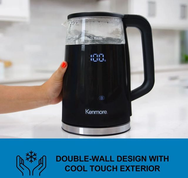 Kenmore® 1.7L Black Double-Walled Glass Electric Kettle-3