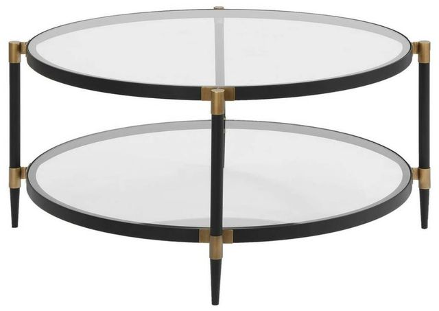 Uttermost® Chadid Glass Top Coffee Table with Black Frame and Gold Accents-4