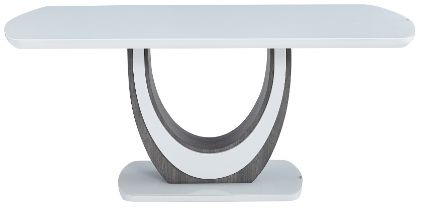 Mazin Furniture London White Lacquer Dining Table with U-Shaped Pedestal Base-1