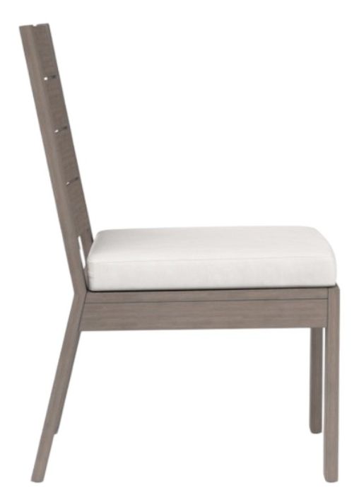 Sunset West Laguna Driftwood Aluminum Outdoor Dining Side Chair with Canvas Flax Cushion-1