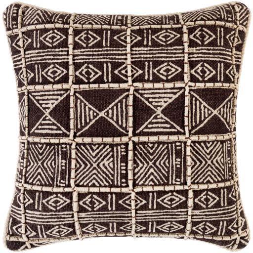 Surya Binga Dark Brown 20"x20" Toss Pillow with Down Insert-0