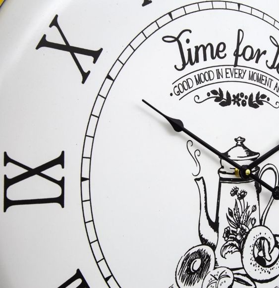 YHD Time for Tea Black/White Wall Clock-3