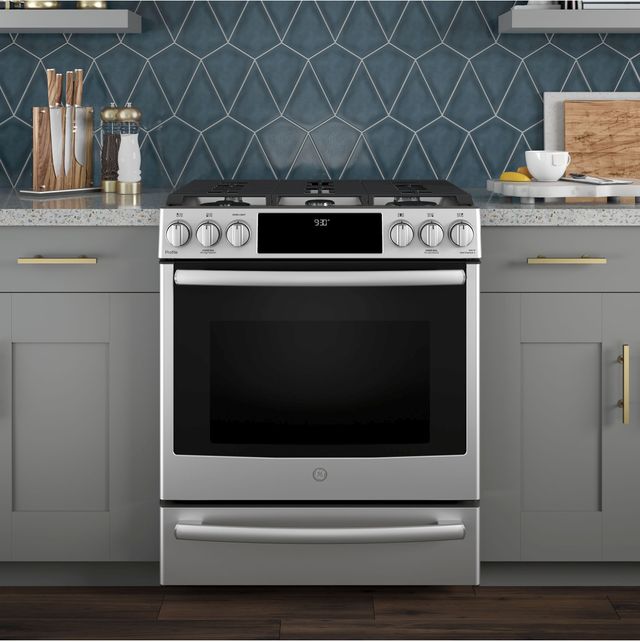 GE Profile™ 30" Stainless Steel Slide-In Front Control Gas Range-5