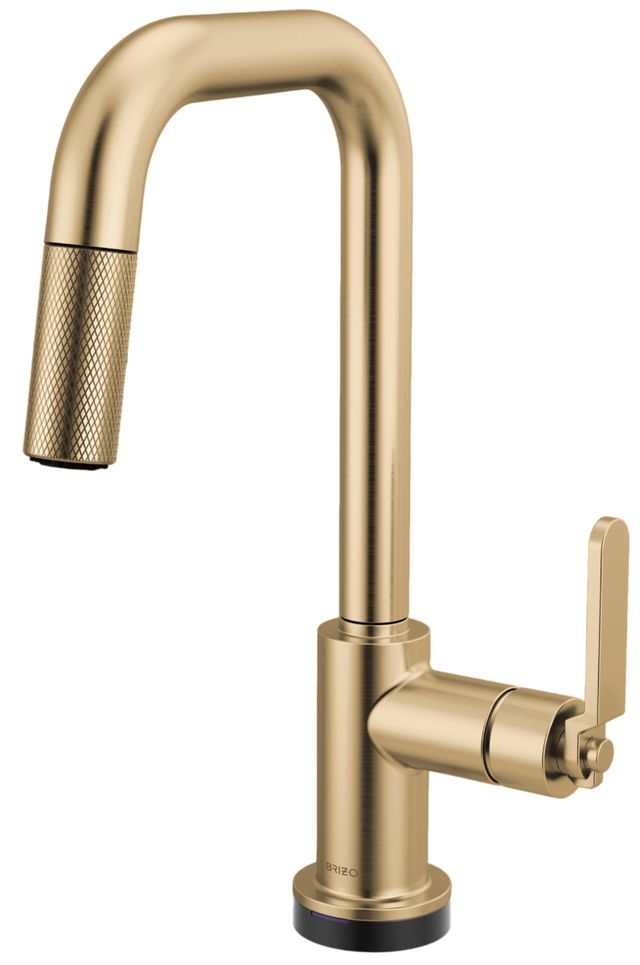 Brizo Litze® Brilliance® Luxe Gold® Smarttouch Pull-Down Prep Faucet with Square Spout and Industrial Handle-0