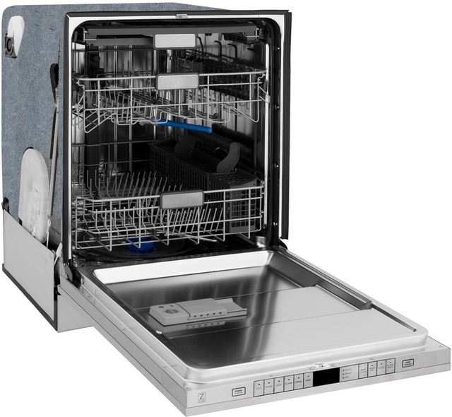 ZLINE Autograph Edition 24" Stainless Steel Built In Dishwasher with Champagne Bronze Handle-3