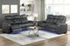 Homelegance®  Apex Black Leather Double Power Reclining Sofa with Center Console-1