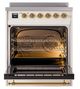 Ilve® Nostalgie II Noblesse 30'' Antique White Pro Style Induction Range with Brass Trim-1
