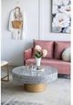A & B Home Janus Gray and Ivory Capiz Coffee Table with Gold Base -4