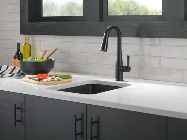 Delta Essa® Matte Black Single Handle Pull-Down Bar/Prep Faucet with Touch2O® Technology-3