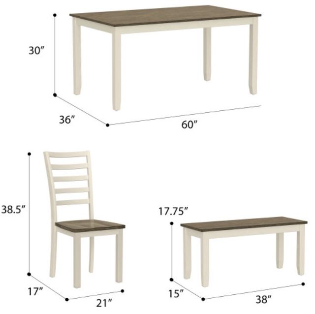 Emerald Home Arlington 6-Piece Brown/Creamy White Dining Table Set -2