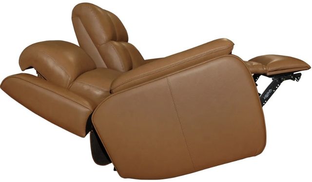 Flexsteel® Ziggy Camel Leather Power Reclining Loveseat with Console, Power Headrest and Lumbar-1