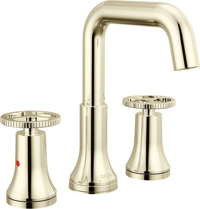 Delta Trinsic® Polished Nickel 2-Handle Wheel Widespread Bathroom Faucet-0