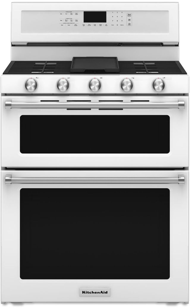 KitchenAid 30 White Freestanding Gas Double Oven Range Classic Maytag Woodward OK