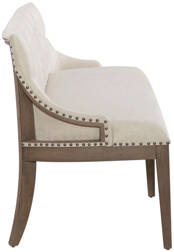 Liberty Furniture Americana Farmhouse Beige/Dusty Taupe Upholstered Shelter Dining Bench-3