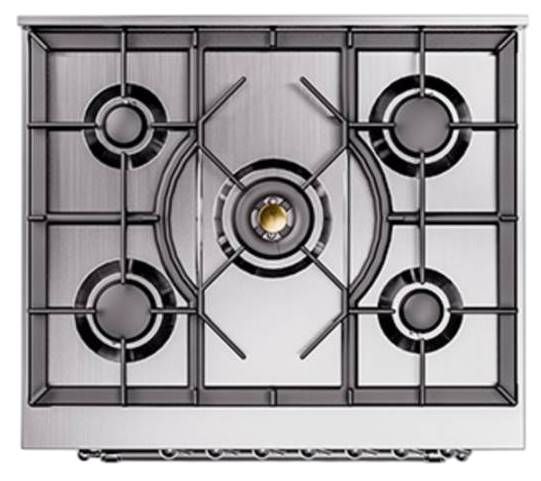 Ilve® Nostalgie II Noblesse 30'' Burgundy Pro Style Dual Fuel Range with Chrome Trim-2