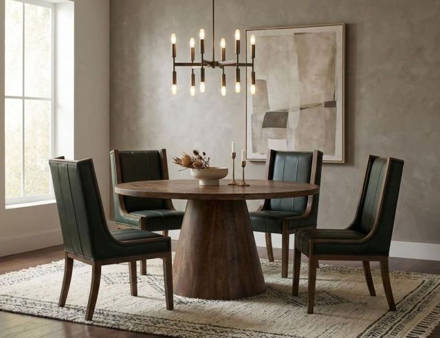 International Furniture Direct Balam Brown/Green Leather Dining Side Chair-2