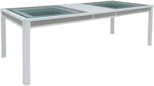 Signature Design by Ashley® Chalanna Glass Top Dining Extension Table with White Base