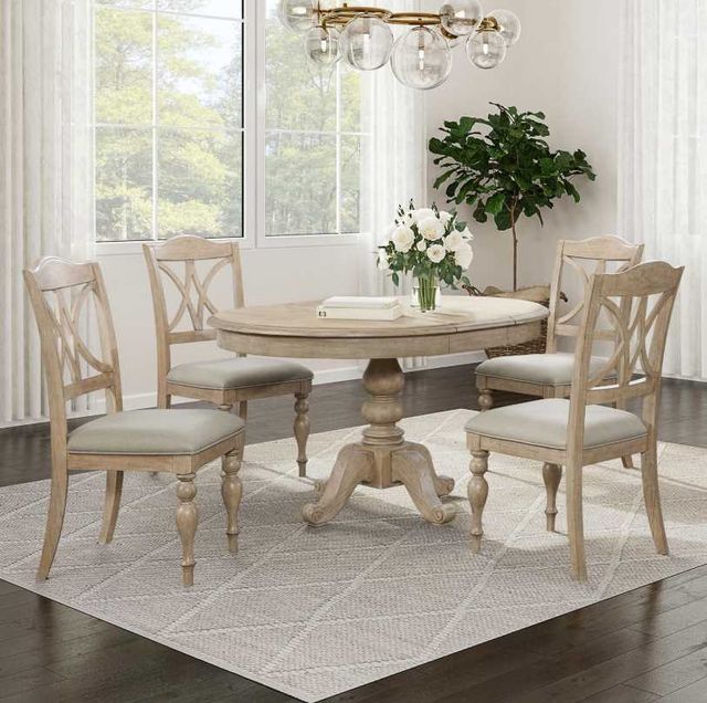 Liberty Furniture Summer House 5-Piece Sand Dune Pedestal Table Set-1