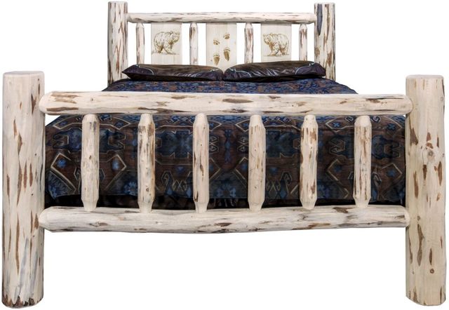 Montana Woodworks® Montana Collection Ready to Finish California King Bed with Laser Engraved Bear Design-1