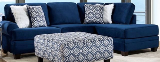 Furniture of America® Waldport 2-Piece Navy Right-Arm Facing Sofa Sectional and Chaise-0
