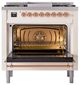Ilve® Nostalgie II Noblesse 36'' Antique White Liquid Gas Pro Style Dual Fuel Range with Copper Trim-2