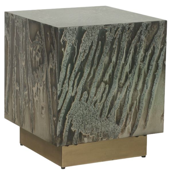 Home Trends & Design Mojave Desert Patina Side Table with Brass Base-0